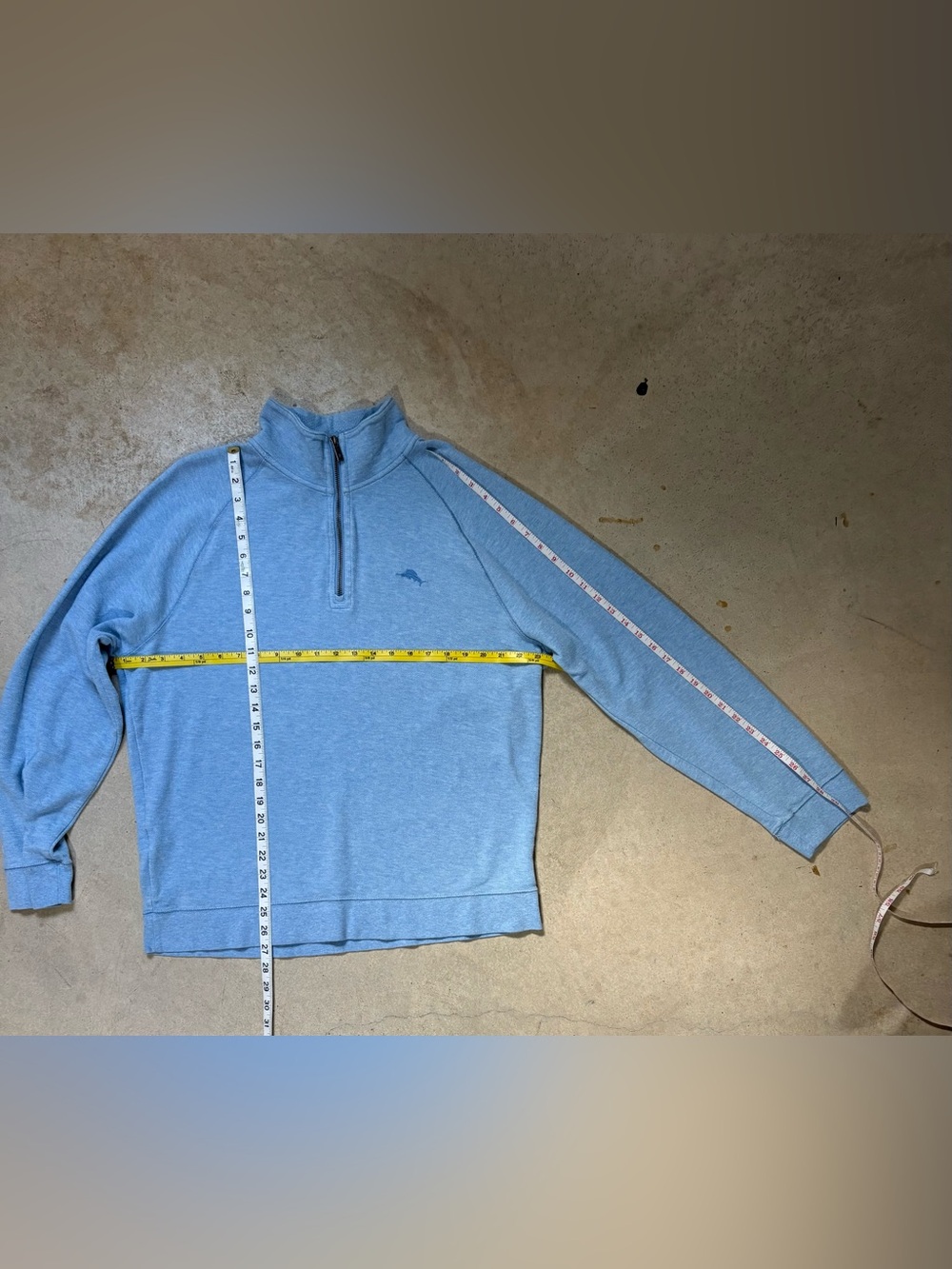 Tommy Bahama North Port 1/2 Zip Pullover Light Blue Cotton Tencel Large - Picture 9 of 13